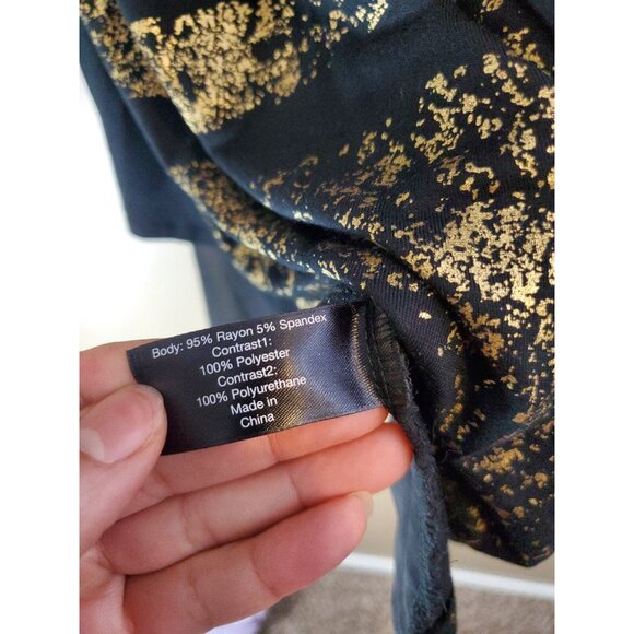 Lane Bryant Black Metallic Gold Striped High Low Tank Cross Back Sz 18/20 - Picture 4 of 9